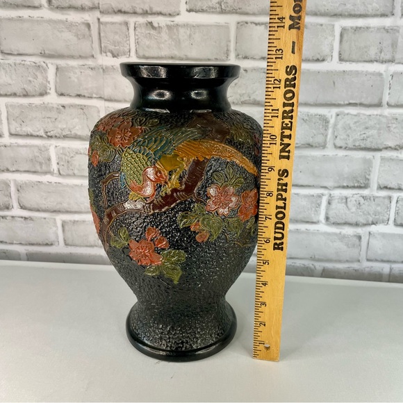 Vintage Large Japanese Tokanabe Ware Vase Pottery Hand Painted Floral Asian - Picture 9 of 11